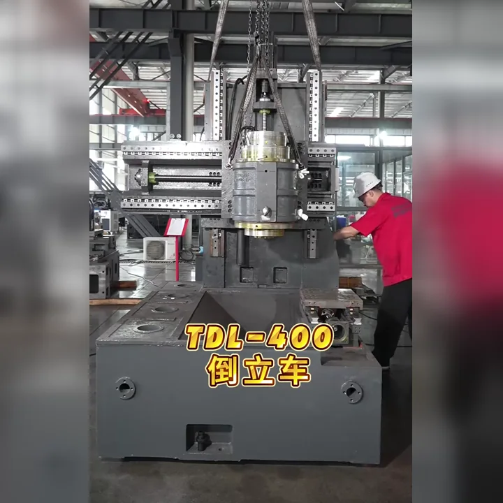 Tiezheng TDL-400 inverted vertical lathe in a real factory workshop.