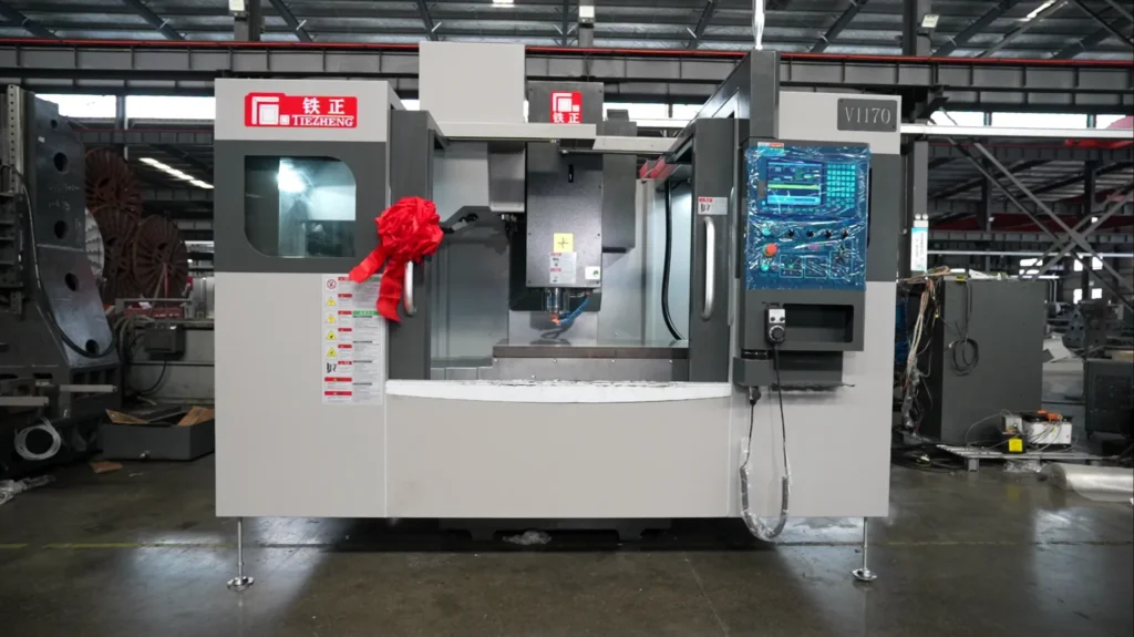 Tiezheng V1160 vertical machining center in the workshop.