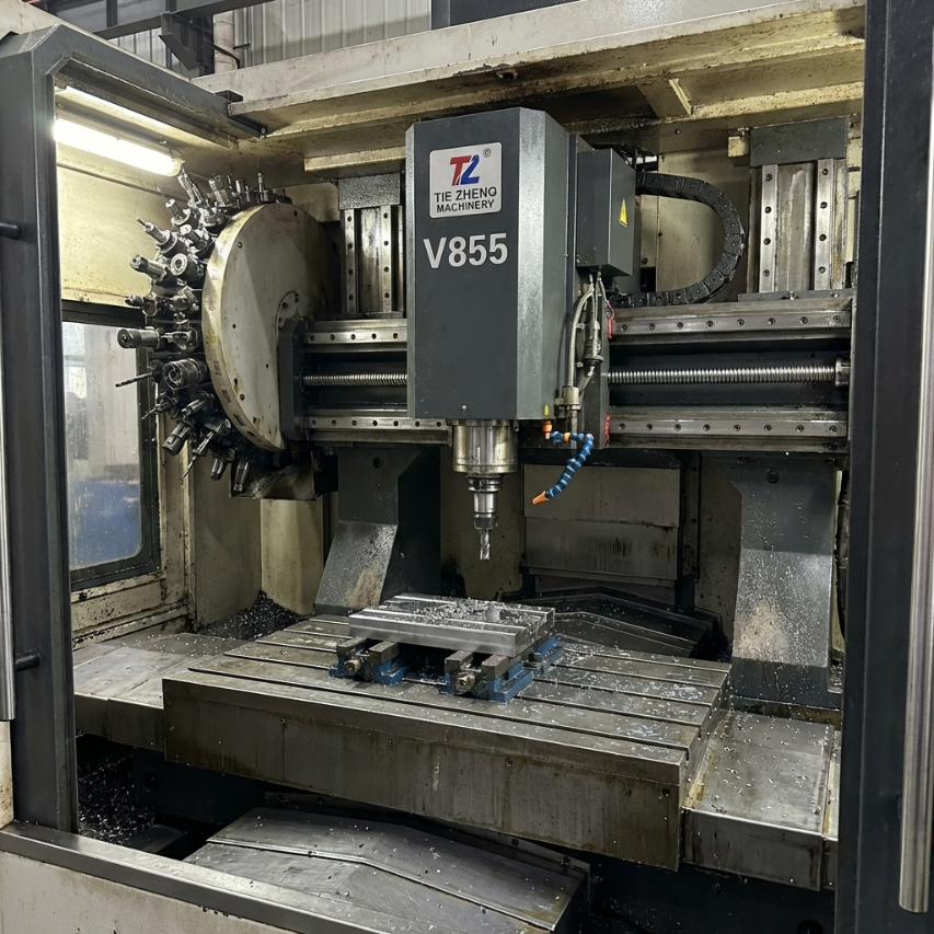 Tiezheng V855 vertical machining center product overview image for CNC machine specification review.