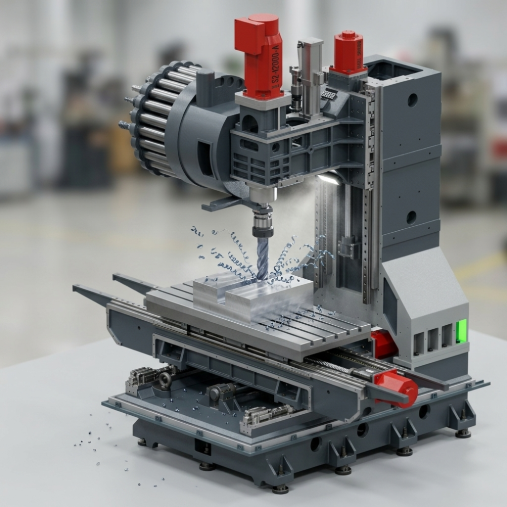 Tiezheng V966 vertical machining center product overview image for CNC machine specification review.