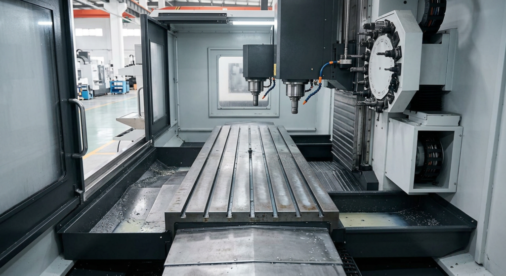 Tiezheng VF860 dual-spindle vertical machining center product overview image for CNC machine specification review.